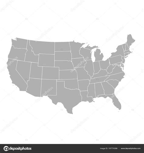 United States Map Gray Emylee Philomena