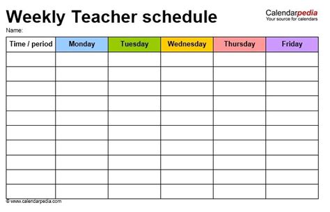 Weekly Teacher Schedule Template Schedule Template Schedule - Riset