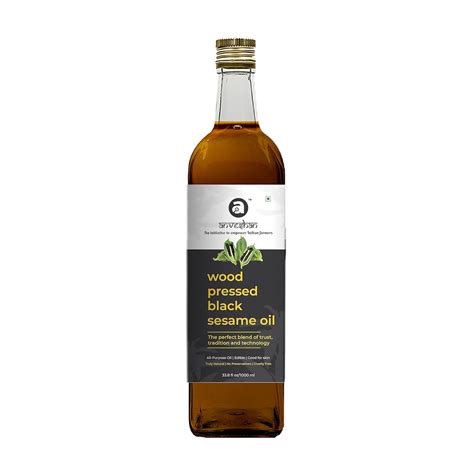 Anveshan Wood Pressed Black Sesame Oil 1l Glass Bottle Kolhu Kacchi Ghani Chekku