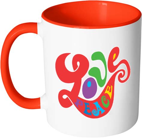 Retro Love And Peace Design Color Accent Coffee Mug 3drose Cursive