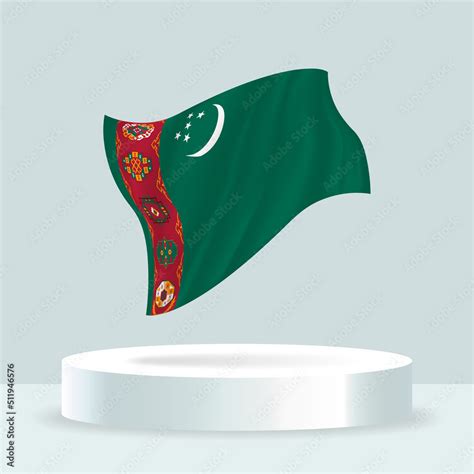 Turkmenistan Flag 3d Rendering Of The Flag Displayed On The Stand