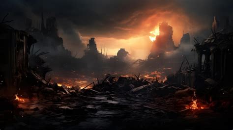 Premium AI Image | apocalyptic destruction scene