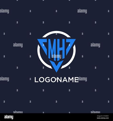 MH Monogram Logo With Triangle Shape And Circle Design Vector Stock