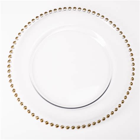 Richland Glass Charger Plate Gold Beaded 13 Set Of 12