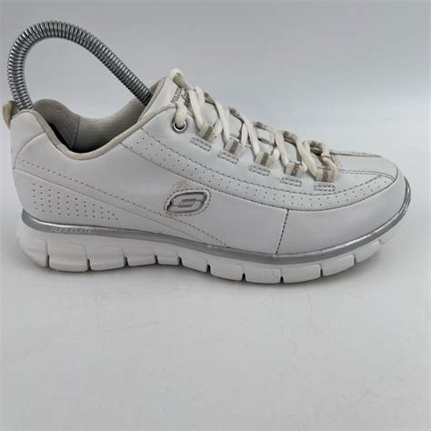 Skechers Shoes Skechers Womens Synergy Elite Status White Leather Sneakers Shoes Size 7