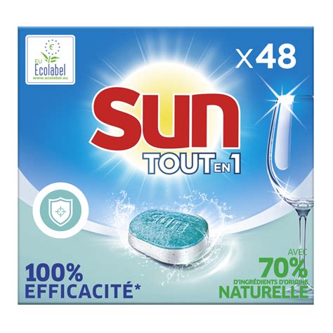 SUN Tablettes lave vaisselle tout en 1 purifie et protège Ecolabel 48