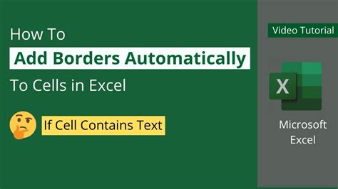 How To Add Borders Automatically To Cells In Excel Youtube