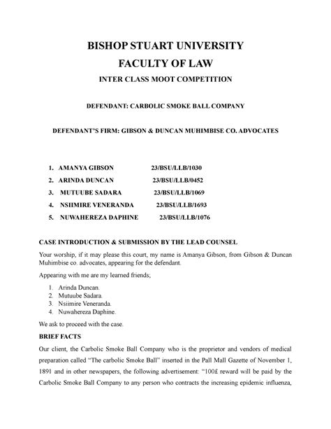 Edited Submission MOOTING BISHOP STUART UNIVERSITY FACULTY OF LAW