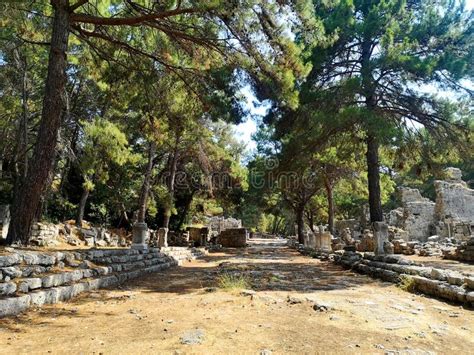 Phaselis Antic Town Ruins Of Ancient Phaselis Turkey Stock Photo