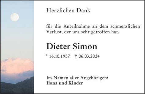 Traueranzeigen Von Dieter Simon Vrm Trauerde