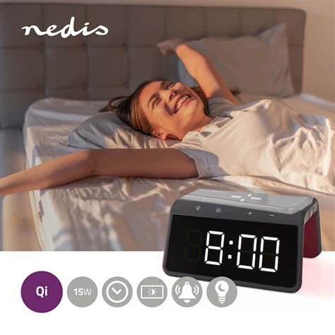 Nedis Digital Vekkerklokke M Qi Lader Nattlys 15W USB Por 549 Kr