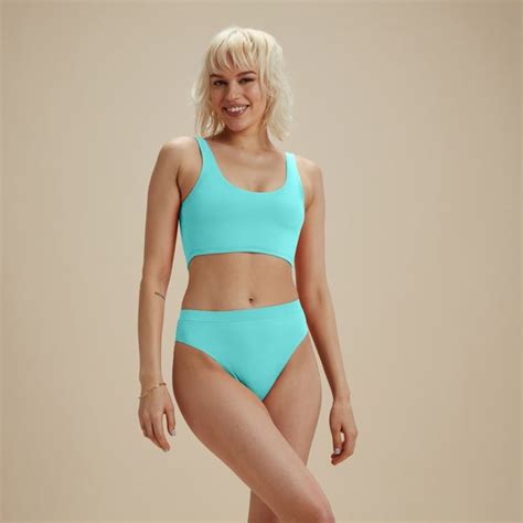 FLU3NTE High Waist Bikini Bottom Blue Speedo