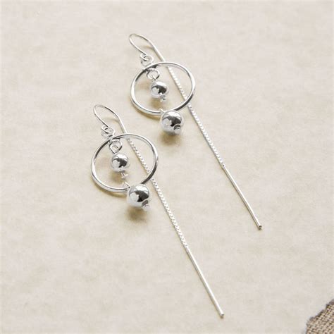 Sterling Silver Ring And Twin Ball Threader Earrings By Martha Jackson