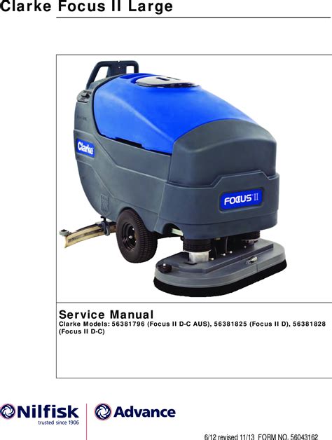 Clarke Focus Ii Large Walk Behind Floor Scrubber Service Manual