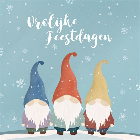 Kerstkaartje Met Kabouters In De Sneeuw Kaartje Go