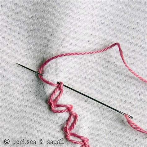 Zigzag Cable Chain Stitch Sarah S Hand Embroidery Tutorials Hand