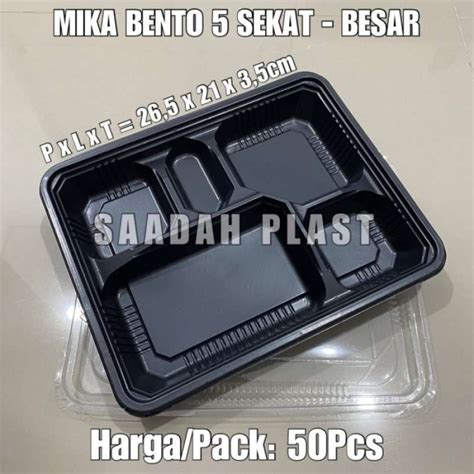 Promo ISI 50 Mika Bento 5 Sekat Besar Tray Bento Box Nasi Kotak