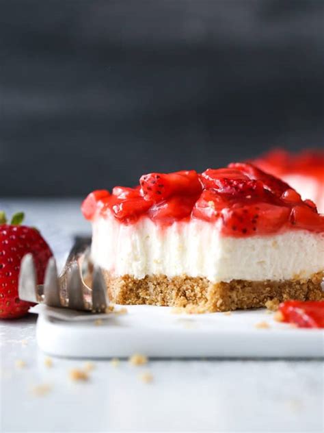 No Bake Strawberry Cheesecake Bars Completely Delicious