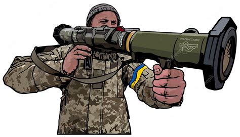 Украинский обороняющийся солдат с гранатометом | Премиум векторы