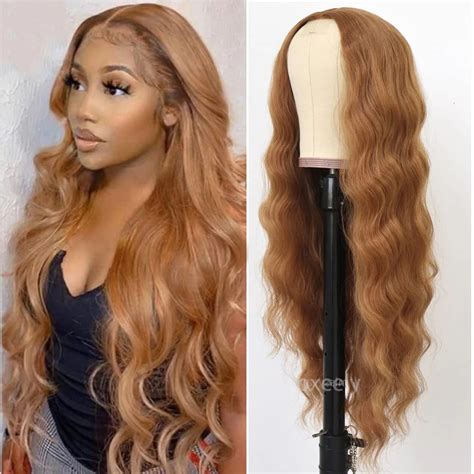 Oxeely Loose Wave Curly Synthetichair Wigs Light Brown Color Long Hair