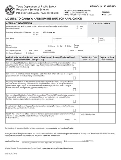 Fillable Online Texas Form Chl Fill Out Printable Pdf Forms Online