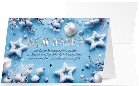 Hellblaue Firmenweihnachtskarte Stars And Christmas Ball Mit