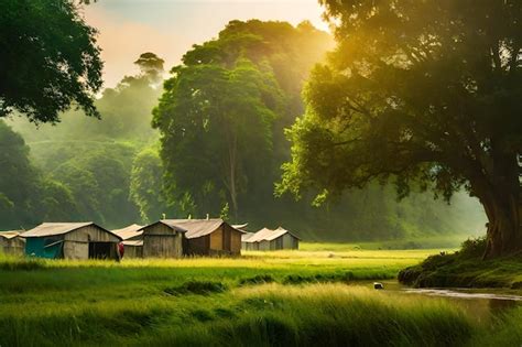 Premium Ai Image A Forest Of Huts In The Jungle