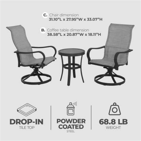 Four Seasons Courtyard Palermo 3 Piece Aluminum Bistro Set With Swivel Rockers 1 Piece Kroger