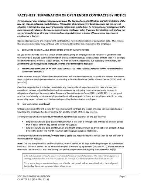 Fillable Online Factsheet Termination Of Open Ended Contracts By