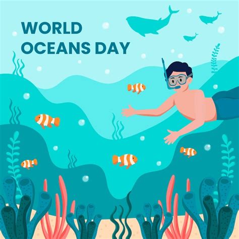 Premium Vector Flat Illustration For World Oceans Day Celebration