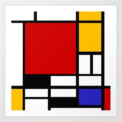 Piet Mondrian Composition With Red Yellow And Blue Artwork Art