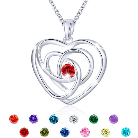 APSVO 18K White Gold Love Heart Necklaces for Women,S925 Sterling