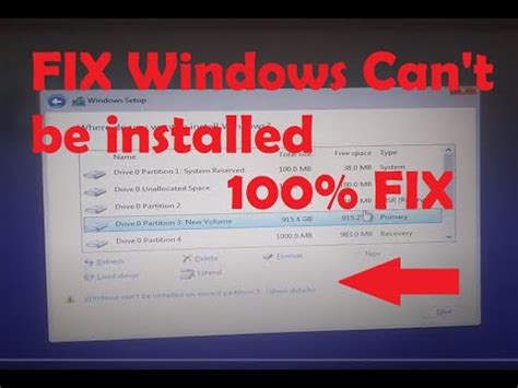 Fix Windows Can T Be Installed On Drive 0 Partition 1 2 3 100 Easy Fix