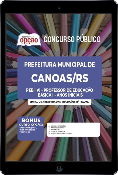 Apostila Prefeitura De Canoas RS Em PDF PEB I AI Professor De