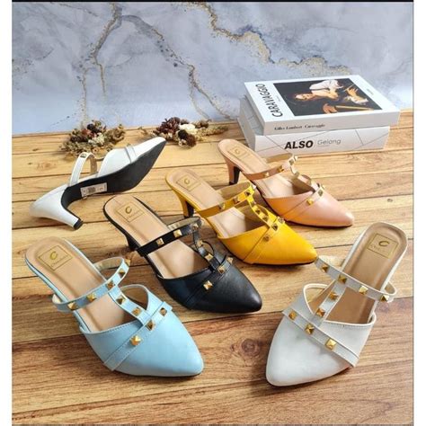 Jual Sepatu Hils Wanita Mika Kaca High Heels Cantik Murah Casual Impor