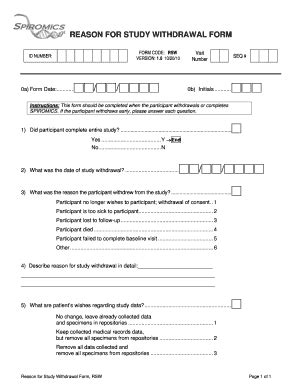 Fillable Online Cscc Unc Reason For Study Withdrawal Form Cscc Cscc