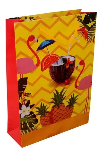 30 Sacolas De Papel Tema Tropical 25x17x6cm Presente Festa MercadoLivre