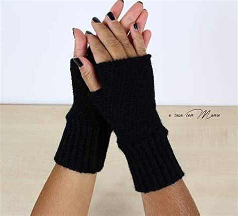 Guanti Neri Senza Dita Donna Realizzati A Mano Crochet Gloves