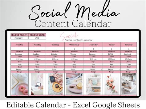 Social Media Content Calendar Template Google Sheets Excel Spreadsheet ...