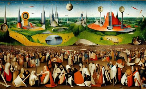 Geometric Painting Of Tomorrowland By Hieronymus Bosch Stable Diffusion