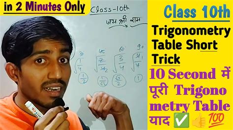 Trigonometry Table Short Trick तरकणमतय टबल SHORT TRICK 10