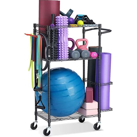 Yoga Mat Storage Rack Home Gym Workout Equipment Storage Rack Cart