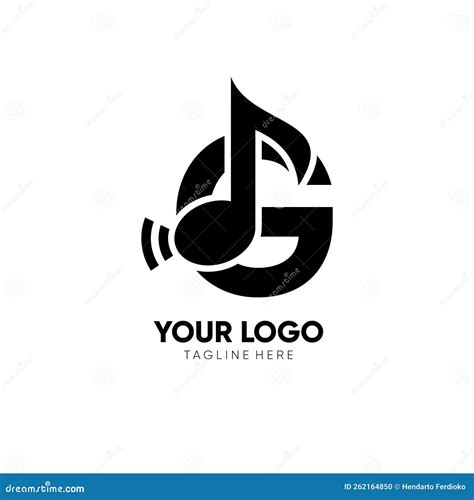 Initial G Music Note Logo Design Icon Vector Graphic Illustration Stock