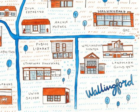 Wallingford Seattle Neighborhood Map Print of Original - Etsy