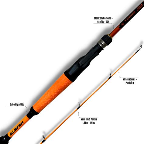 Vara Albatroz Topaz Color Laranja 1 68m 12lbs Para Carretilha