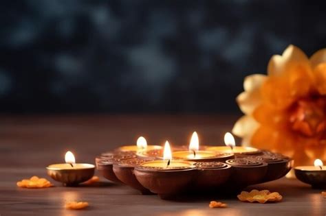 Feliz Festival Indio Tradicional De Diwali O Deepavali Con L Mpara De