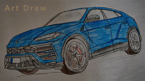 How To Draw A Lamborghini Urus 2020 Realistic Car Drawing Youtube