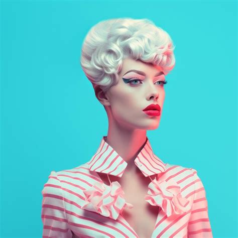 Premium AI Image Fashion Blonde Model With Stylish Short Hair And Makeup Beauty Saloon Concept
