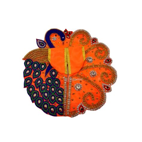 Buy Laddu Gopal Fancy Peacock Feather Design Orange Dress For Laddu