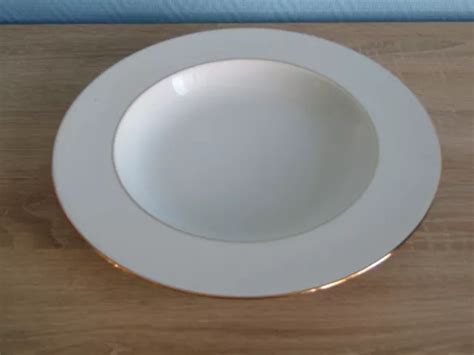 GRAND PLAT ROND et creux en porcelaine de Limoges décor blanc et or EUR